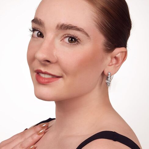 GILDED Lab-Grown Diamond Hoop Earrings for Women, Sterling Silver Hinged Hoops – Elegant Jewelry Gift box included in Kuwait