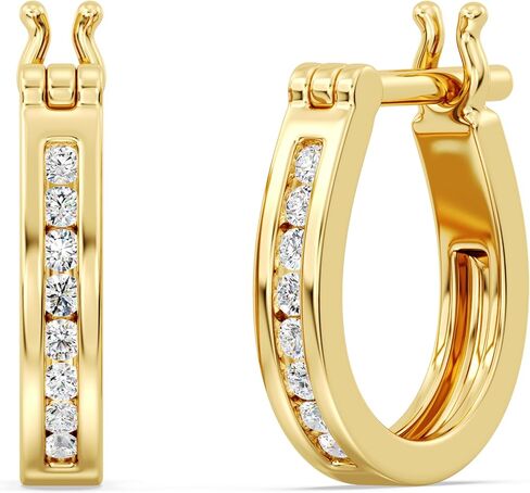Gilded Lab-Grown Diamond Fashion Hoop Earrings, 1/4 CTTW, SI1 F Color, Sterling Silver & 14K Gold-Plated, Elegant & Ethical Jewelry for Women, Gift Box Included, Perfect for Anniversaries & Gifts in Saudi Arabia