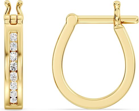 Gilded Lab-Grown Diamond Fashion Hoop Earrings, 1/4 CTTW, SI1 F Color, Sterling Silver & 14K Gold-Plated, Elegant & Ethical Jewelry for Women, Gift Box Included, Perfect for Anniversaries & Gifts in Saudi Arabia