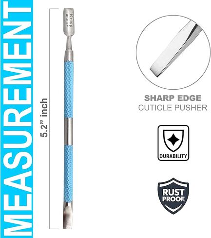 Cuticle Pusher Dual Sided - Sharp Edge Spoon Shaped Double Ended Cuticle Pusher Remover Cleaner Surgical Medical Grade Stainless Steel Manicure Pedicure Nail Art Care Tool Set (Pink) By Krisp Beauty in Kuwait