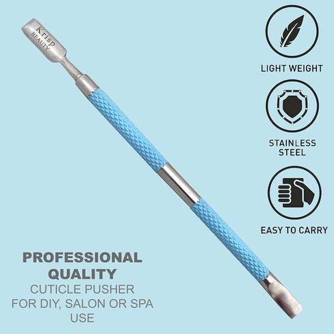 Cuticle Pusher Dual Sided - Sharp Edge Spoon Shaped Double Ended Cuticle Pusher Remover Cleaner Surgical Medical Grade Stainless Steel Manicure Pedicure Nail Art Care Tool Set (Pink) By Krisp Beauty in Kuwait