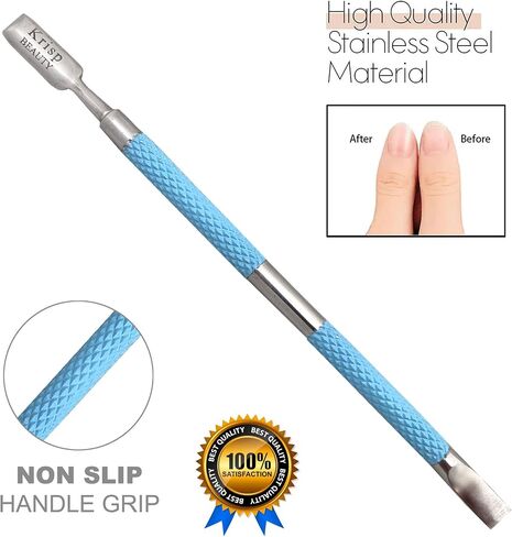 Cuticle Pusher Dual Sided - Sharp Edge Spoon Shaped Double Ended Cuticle Pusher Remover Cleaner Surgical Medical Grade Stainless Steel Manicure Pedicure Nail Art Care Tool Set (Pink) By Krisp Beauty in Kuwait