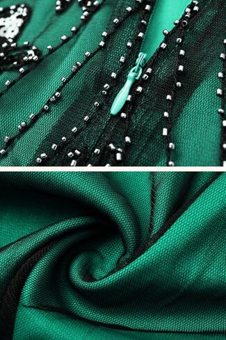 1920S Gatsby Floral Short Sleeve Sequin Mermaid Formal Evening Dress with 20s Headband Necklace Accessories Set in Kuwait