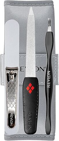 Manicure Set by Revlon, Cuticle Trimmer, Nail Clipper, Nail File & Nail Buffer, Nail Care Tools, Smooths & Shapes, Easy to Use, 4 Piece Set in Saudi Arabia