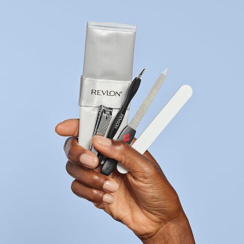 Manicure Set by Revlon, Cuticle Trimmer, Nail Clipper, Nail File & Nail Buffer, Nail Care Tools, Smooths & Shapes, Easy to Use, 4 Piece Set in Saudi Arabia