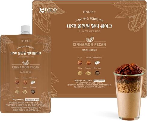Korean Food All-In-One Multi Shake Cinnamon Pecan(50g*7 Packs) Dietary Fiber, Essential Amino Acids, Vitamins, 7-Day Convenient Individual Packs (12.35 oz) in Saudi Arabia