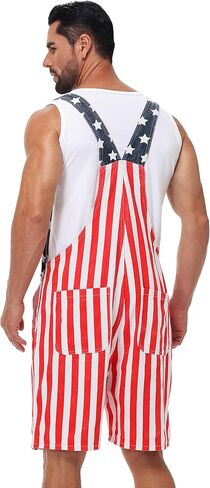 Aobute Men 4th of July Denim Bibs Sails Flag American Print Shorts bemsuit in Saudi Arabia