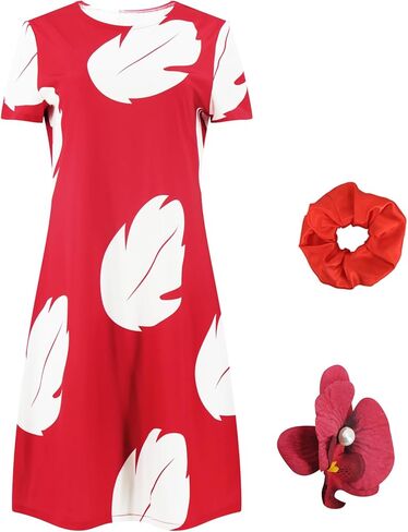 Poboola Lilo Costume Adult Lilo Dress Women Red Hawaiian Dress Halloween Cosplay Summer Island Princess Party Novelty Outfit in Kuwait