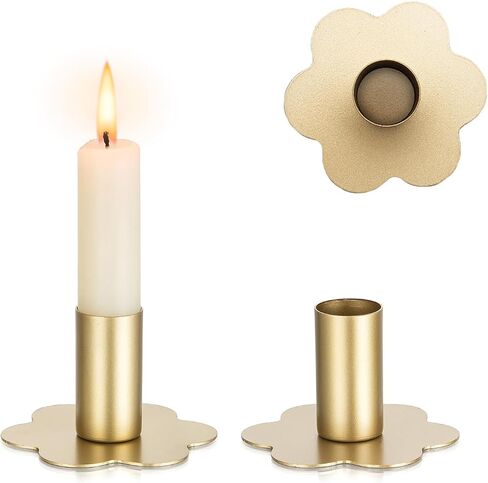 Candlestick Holders Taper Candle Holders: 2Pcs Gold Candlestick Holder Table Brass Candlestick Holders Candle Sticks Holder Decor Home Flower Candle Holder Wedding Cute Small Candle Holders in Saudi Arabia