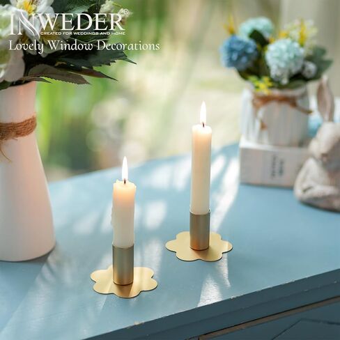 Candlestick Holders Taper Candle Holders: 2Pcs Gold Candlestick Holder Table Brass Candlestick Holders Candle Sticks Holder Decor Home Flower Candle Holder Wedding Cute Small Candle Holders in Saudi Arabia