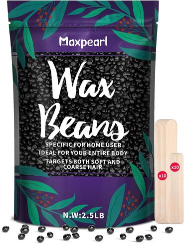 Wax Beads for Hair Removal, 2.5lb Maxpearl Hard Wax Beans Refill Bag for Brazilian Bikini, Face, Eyebrows, Underarms, Arms, Chest, Back, Legs, Coarse Body Hair Specific in Saudi Arabia