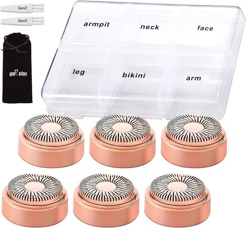 Gurelax Replacement Heads for Flawless, 6 Pcs 18k Gold Facial Hair Remover Replacement Head with Compartment Storage Box, Women Painless Replacement Blades for Finishing Touch Flawles in Kuwait