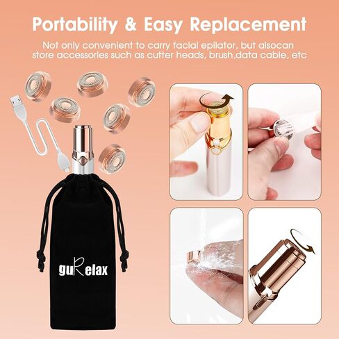 Gurelax Replacement Heads for Flawless, 6 Pcs 18k Gold Facial Hair Remover Replacement Head with Compartment Storage Box, Women Painless Replacement Blades for Finishing Touch Flawles in Kuwait
