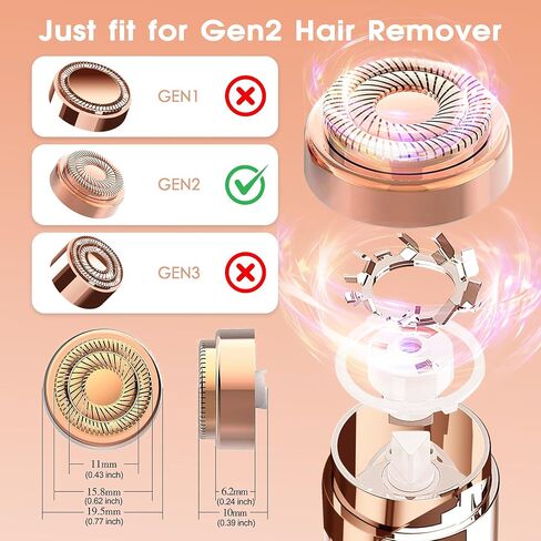 Gurelax Replacement Heads for Flawless, 6 Pcs 18k Gold Facial Hair Remover Replacement Head with Compartment Storage Box, Women Painless Replacement Blades for Finishing Touch Flawles in Kuwait