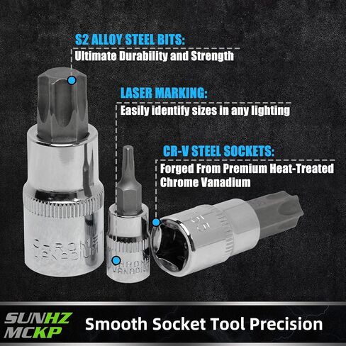 SUNHZMCKP 60-Piece Master Torx Bit Socket and External Torx Socket Set, S2 Alloy steel，E4-E24, T6-T70,TT6-TT70,TP8-TP60,The best auto repair tool in Saudi Arabia