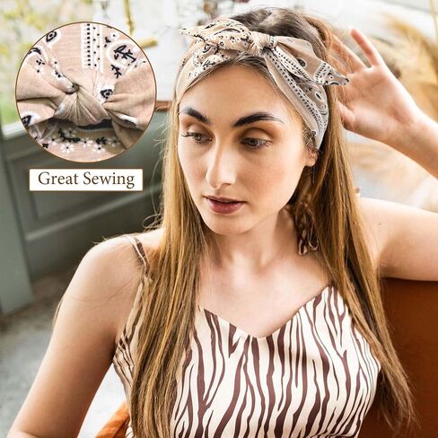 عصابات رأس باندانا Paisley طباعة عصابات عريضة للنساء القوس رئيس الرأس لفائف الرأس غير قسيمة الشعر معقدة وشاح الشاح in Kuwait