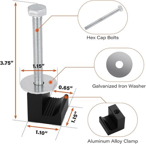 J Hook Crossover Pickup Tool box Aluminum Mounting Clamps Universal Kit for Truck Tool Box Mount Tie Downs with Screws and Washers 4Pcs (Black) in Saudi Arabia