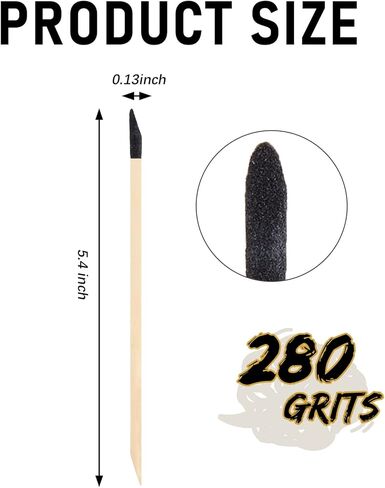 اعواد صنفرة من 100 قطعة من اعواد الثقاب واغصان الصنفرة الدقيقة للنماذج البلاستيكية والهوايات الخشبية، 280 حبيبة، 5.4 × 0.2 انش in Kuwait