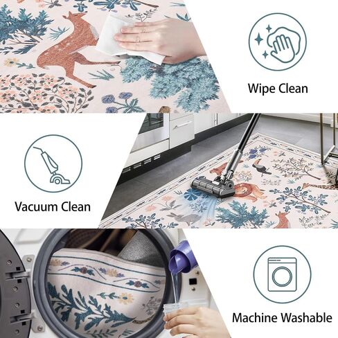 Instellar Washable Nursery Playroom Area Rug 5x7, Animal Print Jungle Rugs for Kids’ Bedroom Living Room, Soft Non-Slip Stain Resistant Tiger Carpet, Beige in Saudi Arabia