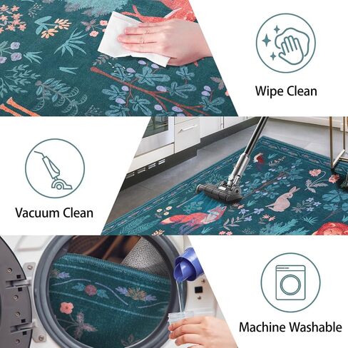 Instellar Washable Nursery Playroom Area Rug 5x7, Animal Print Jungle Rugs for Kids’ Bedroom Living Room, Soft Non-Slip Stain Resistant Tiger Carpet, Beige in Saudi Arabia