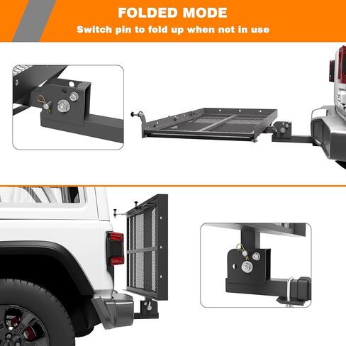 WILDROAD Hitch Cargo Carrier with Ramp 50" x 29" x 4" 500 LBS Folding Trailer Hitch Cargo Carrier Fits 2" Receiver with Hitch Stabilizer and 4pcs Ratchet Straps in Saudi Arabia