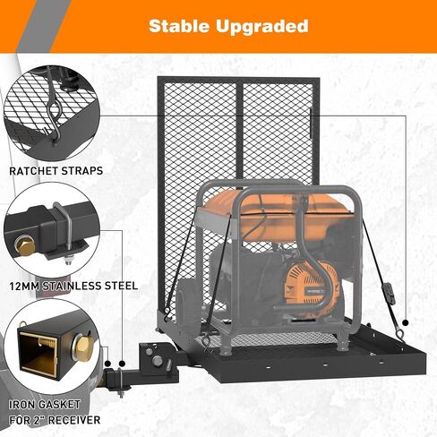 WILDROAD Hitch Cargo Carrier with Ramp 50" x 29" x 4" 500 LBS Folding Trailer Hitch Cargo Carrier Fits 2" Receiver with Hitch Stabilizer and 4pcs Ratchet Straps in Saudi Arabia