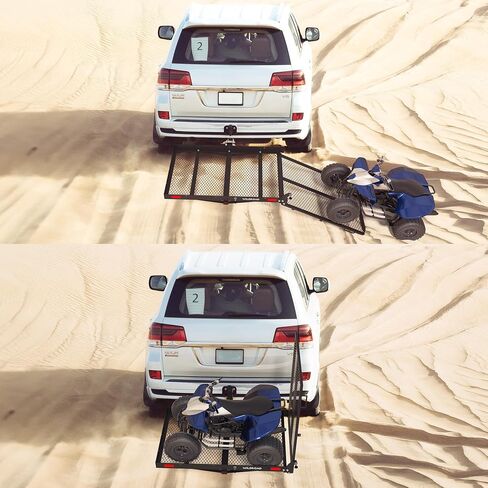 WILDROAD Hitch Cargo Carrier with Ramp 50" x 29" x 4" 500 LBS Folding Trailer Hitch Cargo Carrier Fits 2" Receiver with Hitch Stabilizer and 4pcs Ratchet Straps in Saudi Arabia