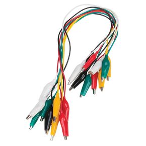 Performance Tool W2936 10pc Color Coded Alligator Clip Leads for Low Voltage Circuits - Double Ended Insulated Clips in Multicolors