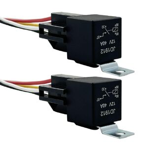 12V 4 PIN Relay with Harness, JD1912 12 Volt 40 Amp SPST Automotive Relay with Sockets and Wires for Car Truck Van Motorcycle Boat 2 Pack