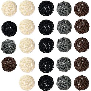 24 PCS 2 بوصة كرات الروطان ، الأجرام السماوية كرات زخرفية للأوعية على الطاولة مواد حشو وعاء ديكور للمسارات المركزية مزهرية للديكور المنزلي