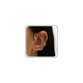 Punk Snake Cuff Earrings Gold Snake Ear Climber Earrings Boho Gold Cartilage Ear Crawler Earrings Gothic Serpent Clip on Wrap Earrings Ruby Snake Earrings Jewelry for Women Gifts (Gold)