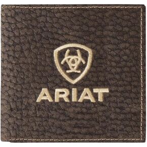 ARIAT Men's Pebbled Bull Hide Leather Bifold Wallet (Black)