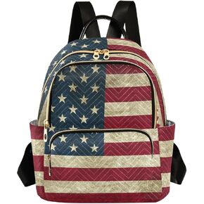 ALAZA Vintage American Flag Mini Backpack Purse for Women Travel Bag Fashion Daypack Back Pack Shoulder Bag