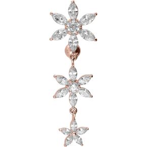 PIERCINGLINE Belly Button Piercing 3 CRYSTAL FLOWERS surgical steel, skin-safe