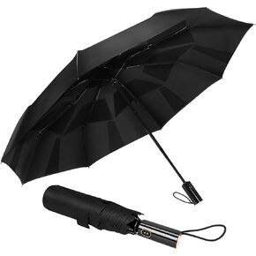 Folding Umbrella - Lightweight and Portable | Durable Canopy Material | Strong Windproof Structure | One-touch Open and Close | Neat Storage, 12inch, black