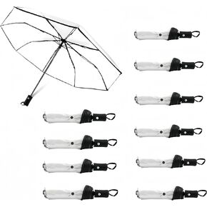 10 Pack Clear Umbrella, Transparent Folding Automatic Open Close Travel Umbrellas for Rain,Wind and Snow, Lightweight Portable Windproof Umbrella for Adult Unisex