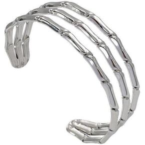 Luxx Open Cuff Silver Layered Illusion Bangle in a Premium Jewelry Box
