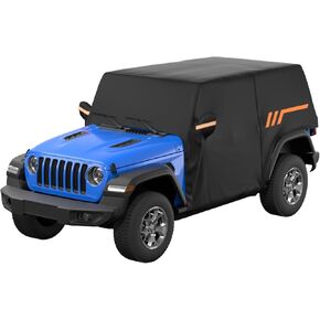 JOYTUTUS Cab Cover Compatible with Wrangler JK JL 2 Doors 2007-2025 | Waterproof All-Weather Windproof Car Cover with Zipper Access | UV Protection & Scratch Resistant Fabric | Includes Storage Bag