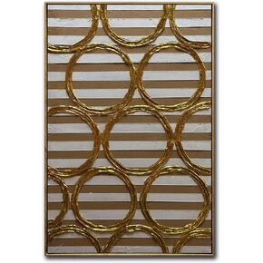 Boiee Art,24x36Inch Hand Painted Golden Textured Acrylic Canvas Paintings Modern Black Decorative Wall Art Abstract Framed Artwork