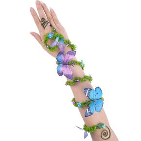 FRESHME Renaissance Fairy Butterfly Arm Wrap - 1 PC Pink Purple Butterfly Elf Bracelet with Wrap Ring Moss Arm Wrap Poison Ivy Costume Woodland Mother Nature Cosplay Renfaire Accessories for Women in Saudi Arabia