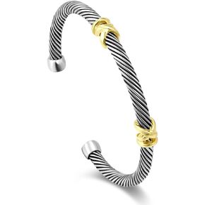 Twisted Cable Cuff Bracelets for Women Trendy Vintage Gold and Silver Bracelet Designer Dupes Jewelry for Her