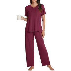 Pokwai Women 2 قطعة بيجاما مجموعات قمم قصيرة الأكمام والسراويل Pajama مجموعة مريحة PJS صالة ملابس النوم