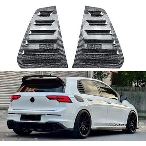 Window Louvers Compatible with Volks-wagen V-W Golf8 Golf MK8 2020+ 2021 2022 2023 2024 Accessories Car Exterior Rear Side Window Louvers Shades Air Vent Scoop Shades Cover Blinds (Bright Black 2Pcs)