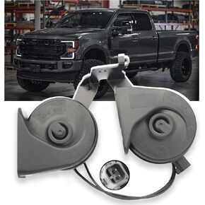 Two Channel Dual Horn Assembly With Bracket Waterproof Compatible with Ford F-250 F-350 Super Duty 2017-2022 Replace OE HC3Z-13832-G HC3Z13832A HC3Z13832C HC3Z13832D HC3Z13832E
