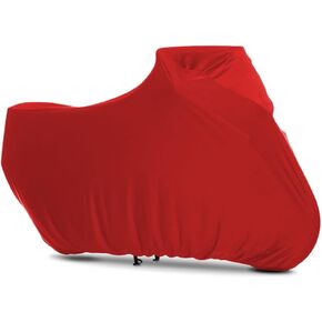 Indoor Motorcycle Cover Soft Stretch Dustproof Cover Compatible with All Motor, 96 inches,Red