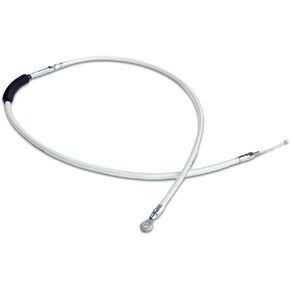 POWERJAMES 67.0" White Silver Chrome Stainless Steel Braided Clutch Cable for Harley Davidson Softail Dyna XL Touring