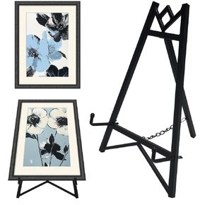 Metal Easel Plate Stands for Display,Mirror Easel Stand Picture Frame Holder Stand,Picture Easels for Display Table Top(Black)