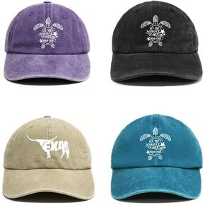 4PCS- Color Washed Denim Canvas Baseball Cap, Adjustable Strap, Breathable, Unisex Outdoor Sports Hat