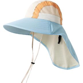 Jastore Kids Sun Hats with Neck Flap UPF 50+ UV Protection Wide Brim Boys Girls Fishing Hat Beach Sun hat