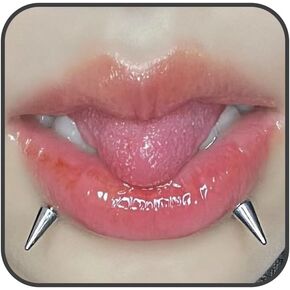 4Pc Spike Nose Rings Studs for Women Man 10/12mm Flat Back Labret Lip Cartilage Tragus Helix Piercing Stainless Steel Angel Fangs Piercing Jewelry Spike Lower Labret Studs Spike Stud Earrings Piercing Jewelry
